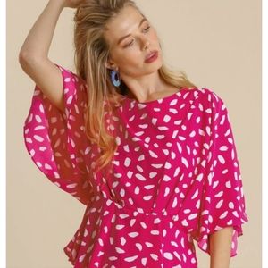 NWT Umgee Dalmatian Hot Pink Top XL